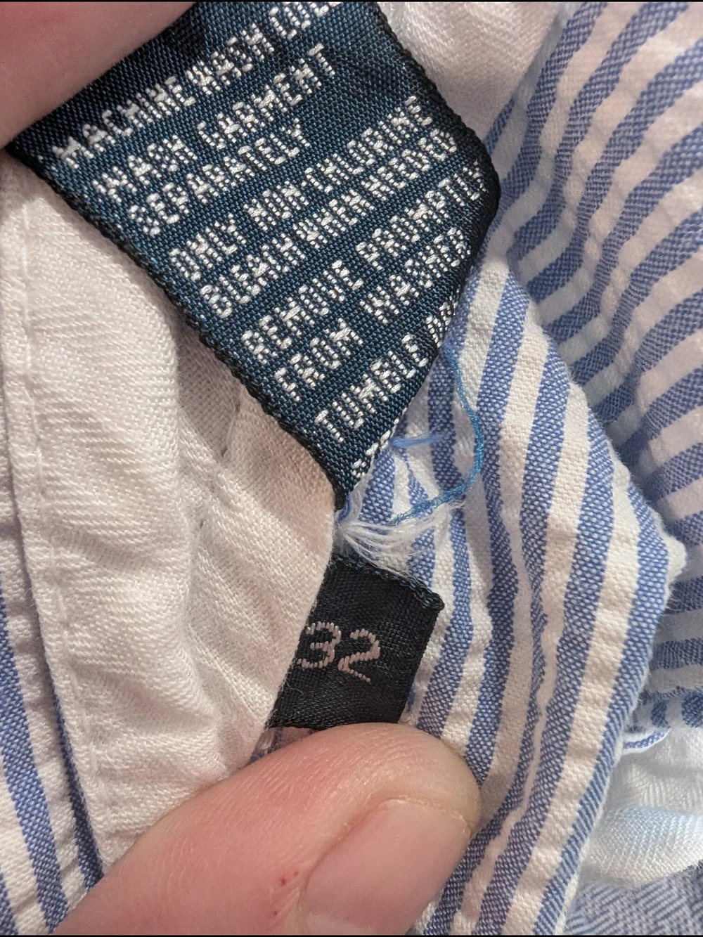 VTG Polo by Ralph Lauren Blue & White Seersucker Flat-Front Shorts 32 9